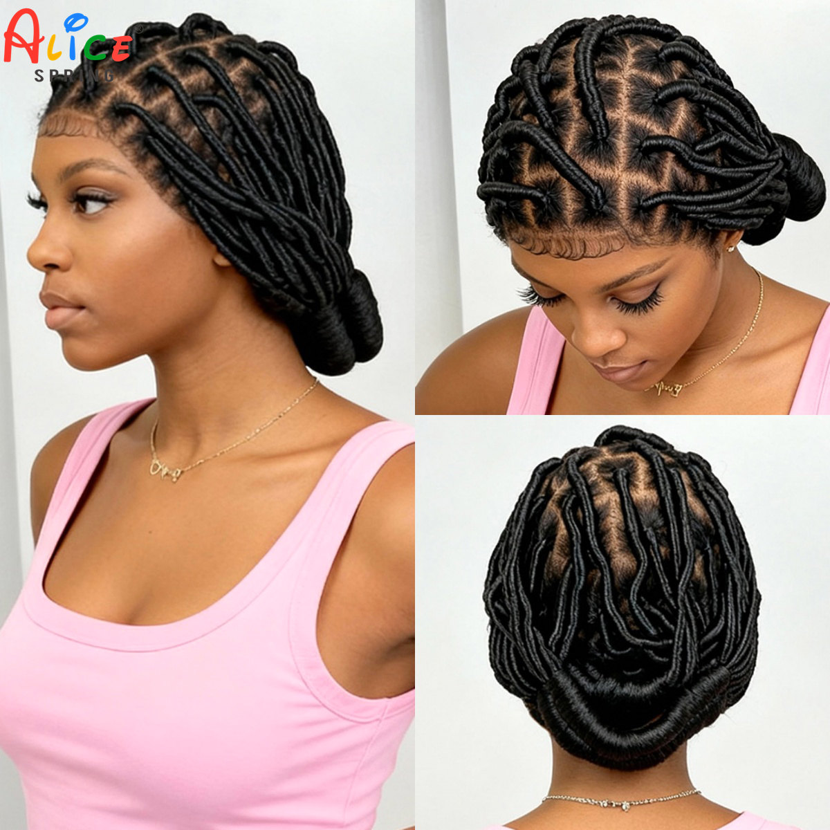 Synthetic Braided Wigs For Black Women - Bantu Örgülü Peruklar Sentetik Tam Dantel
