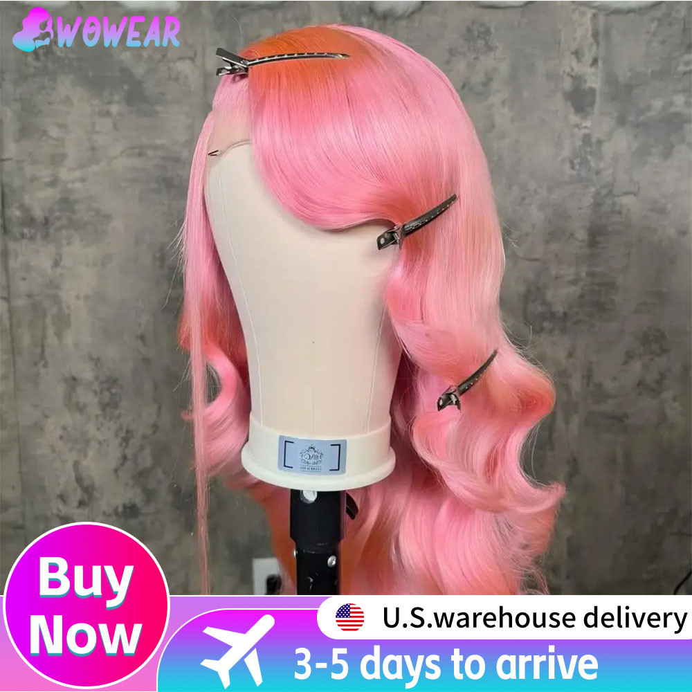 Lace Front Wigs - 30 İnç Dalgalı Pembe 13x6 HD